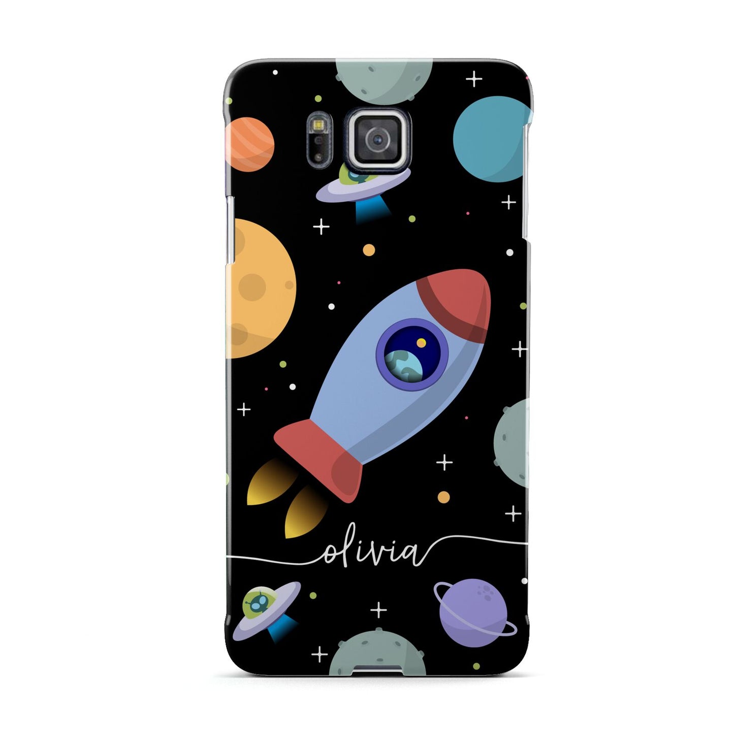 Fun Space Scene Artwork with Name Samsung Galaxy Alpha Case