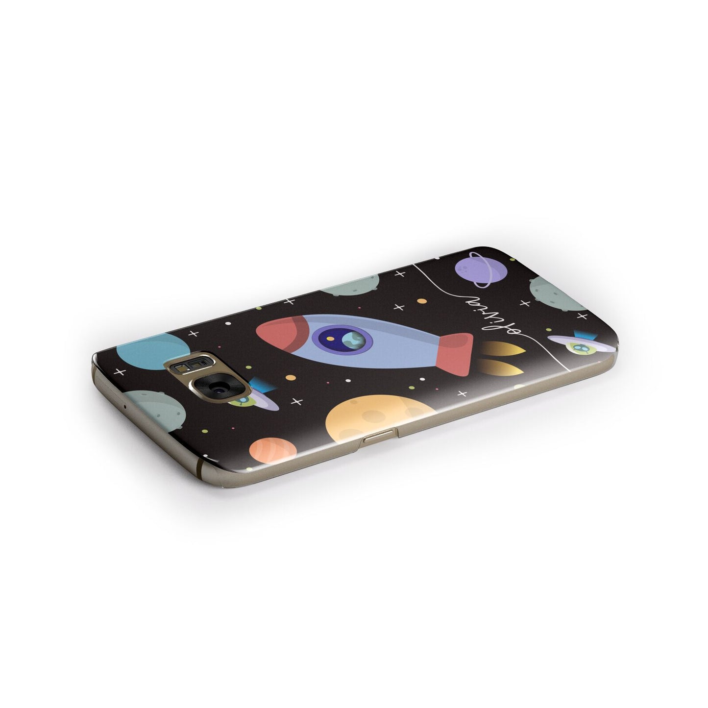 Fun Space Scene Artwork with Name Samsung Galaxy Case Side Close Up