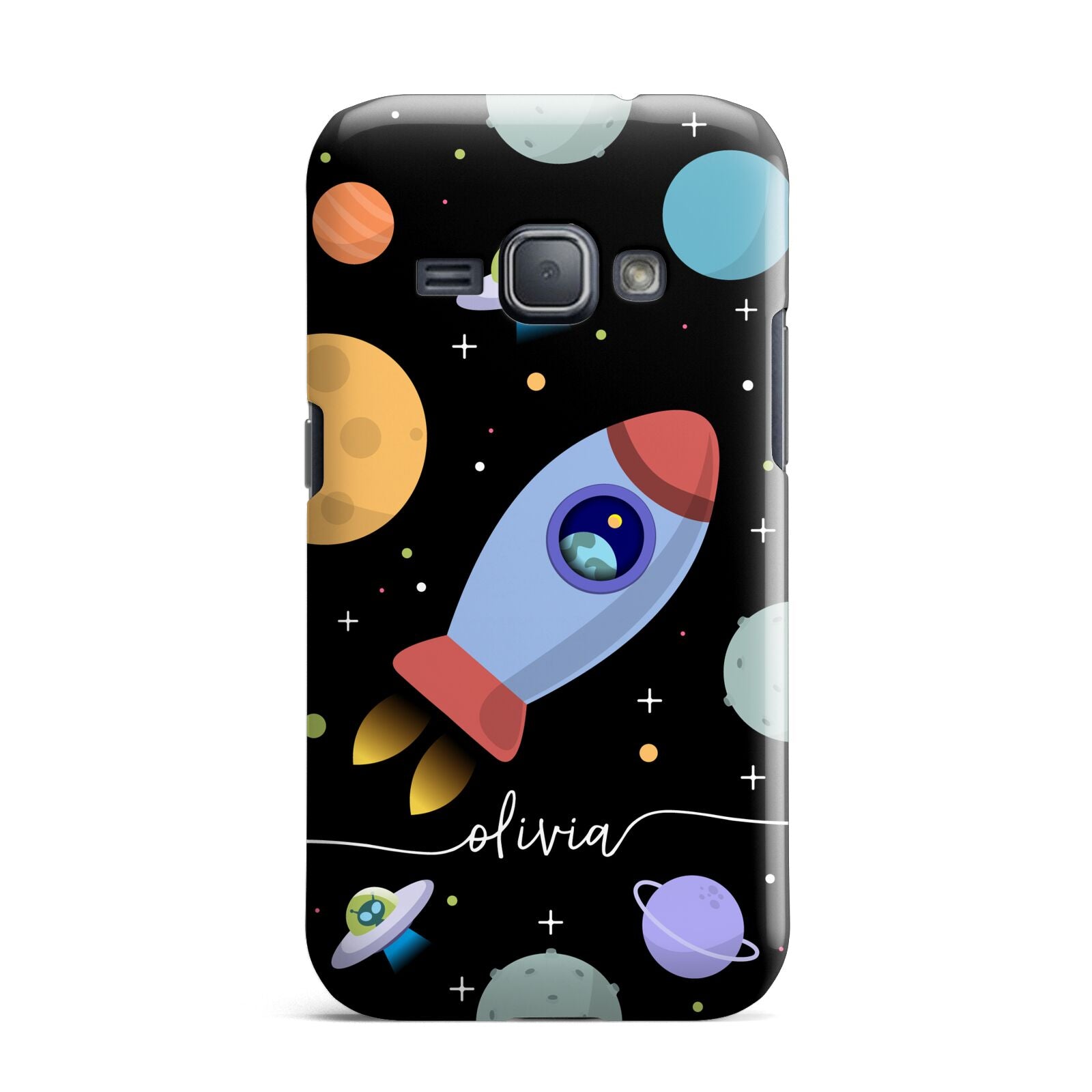 Fun Space Scene Artwork with Name Samsung Galaxy J1 2016 Case