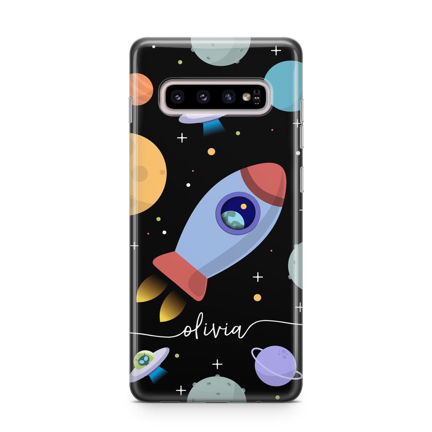Fun Space Scene Artwork with Name Samsung Galaxy S10 Plus Case