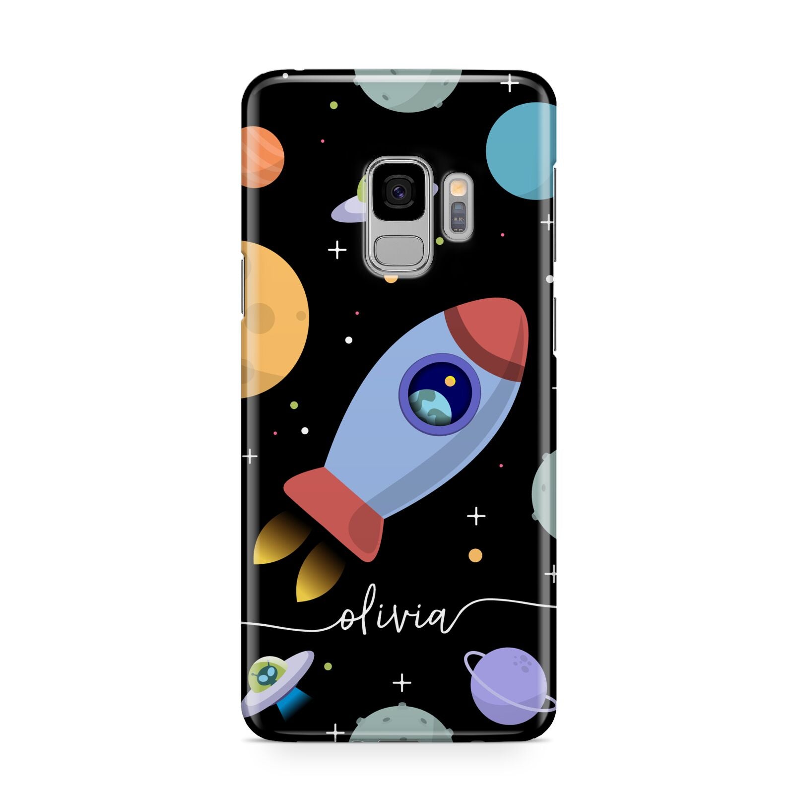 Fun Space Scene Artwork with Name Samsung Galaxy S9 Case