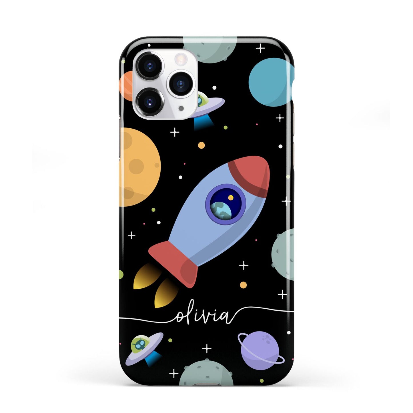 Fun Space Scene Artwork with Name iPhone 11 Pro 3D Tough Case