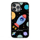 Fun Space Scene Artwork with Name iPhone 13 Pro Max Black Impact Case on Silver phone