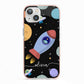 Fun Space Scene Artwork with Name iPhone 13 TPU Impact Case with Pink Edges