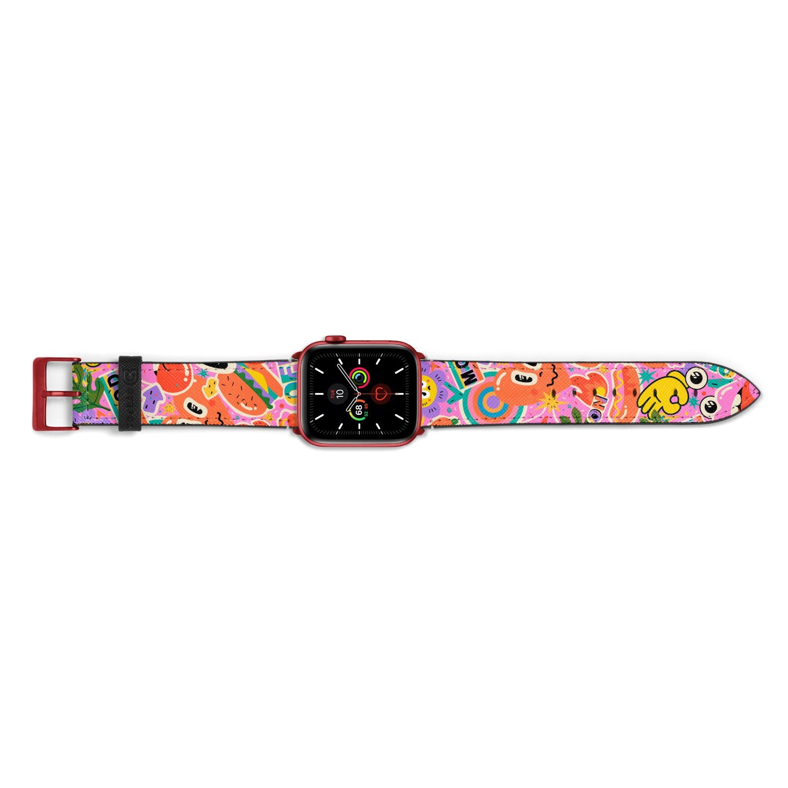 Fun Sticker Apple Watch Strap Landscape Image Red Hardware