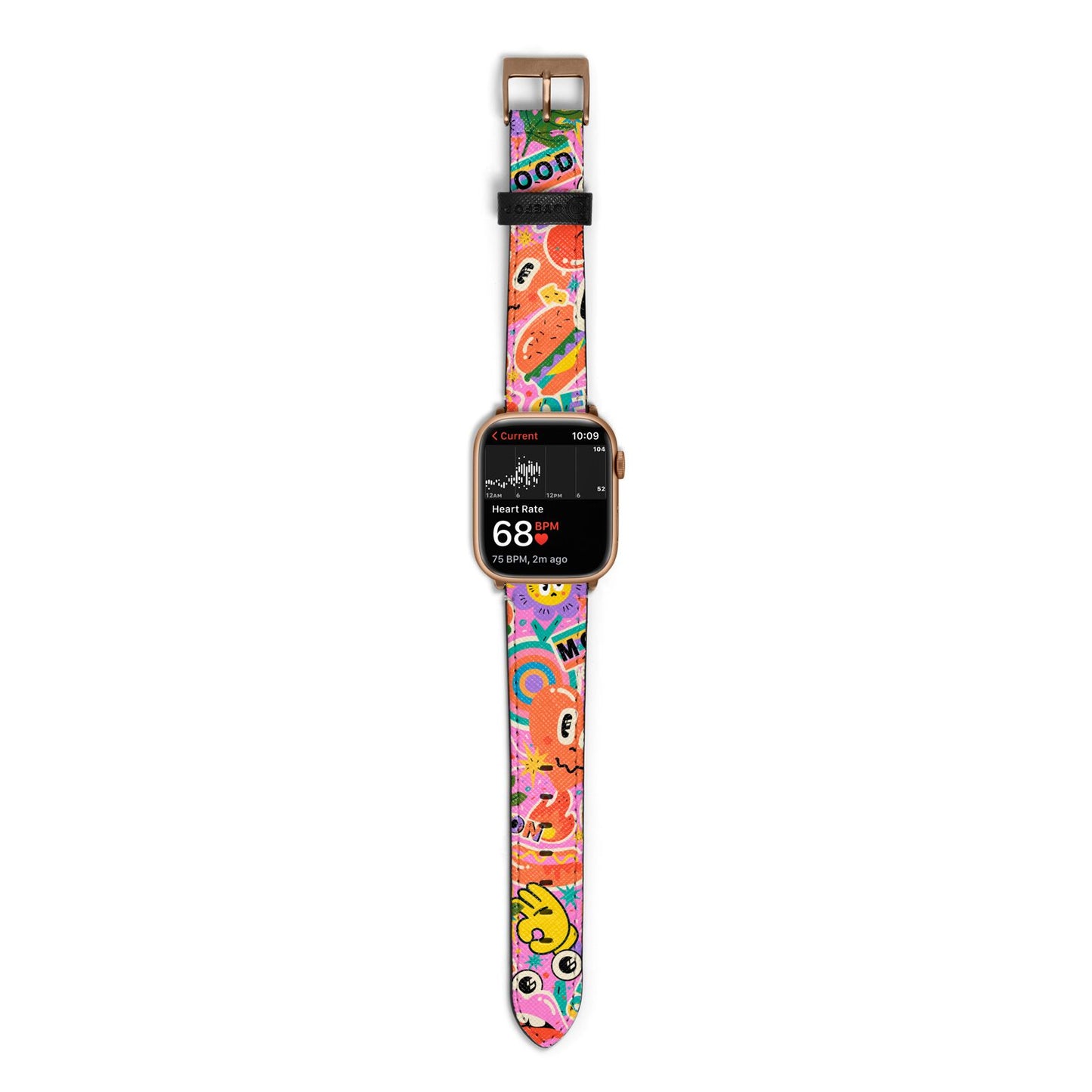 Fun Sticker Apple Watch Strap Size 38mm with Gold Hardware