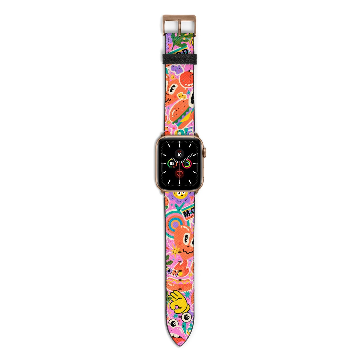 Fun Sticker Apple Watch Strap with Gold Hardware