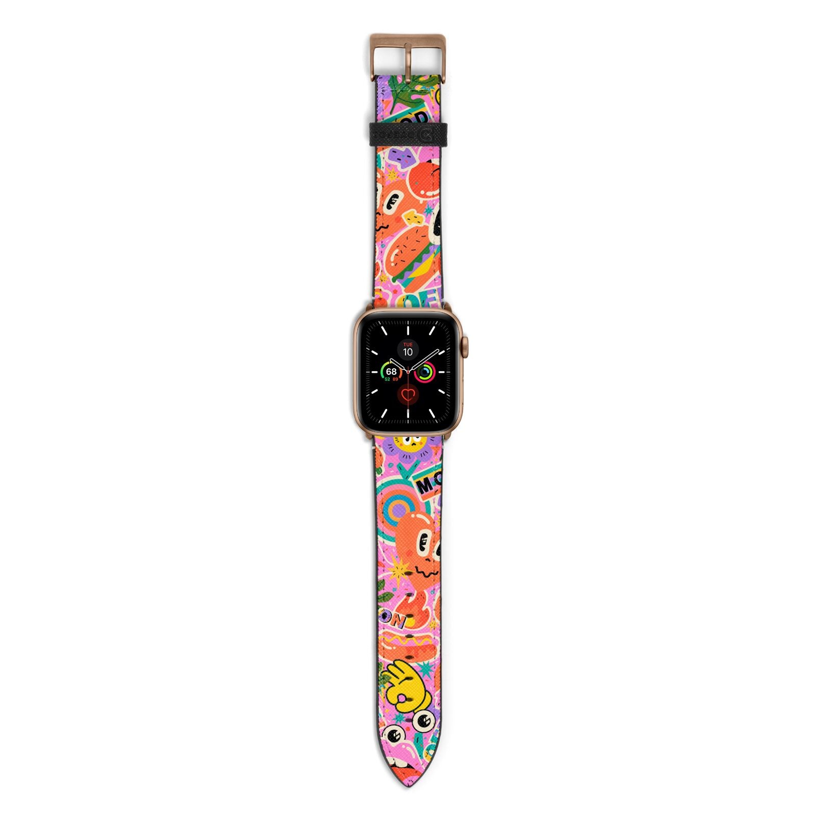 Fun Sticker Apple Watch Strap with Gold Hardware