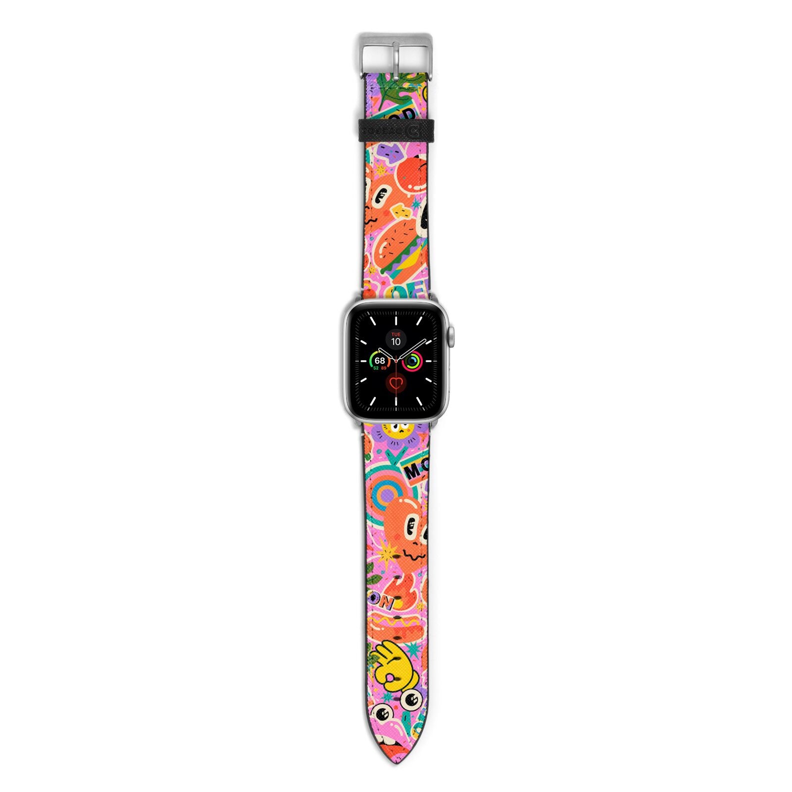 Fun Sticker Apple Watch Strap with Silver Hardware