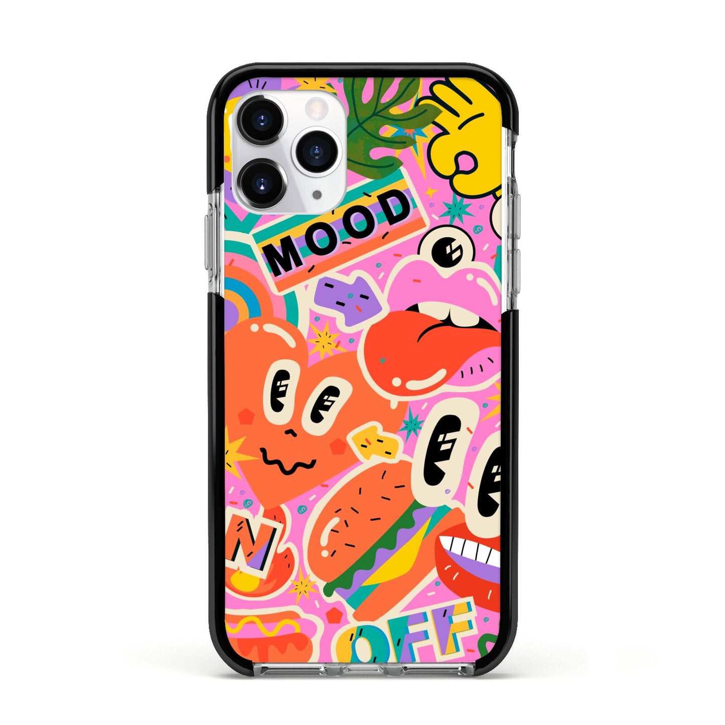 Fun Sticker Apple iPhone 11 Pro in Silver with Black Impact Case