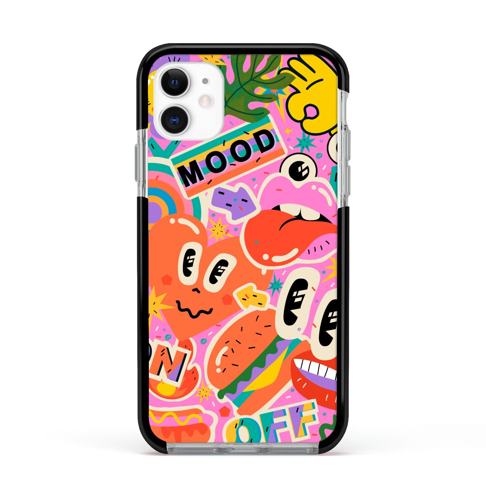 Fun Sticker Apple iPhone 11 in White with Black Impact Case