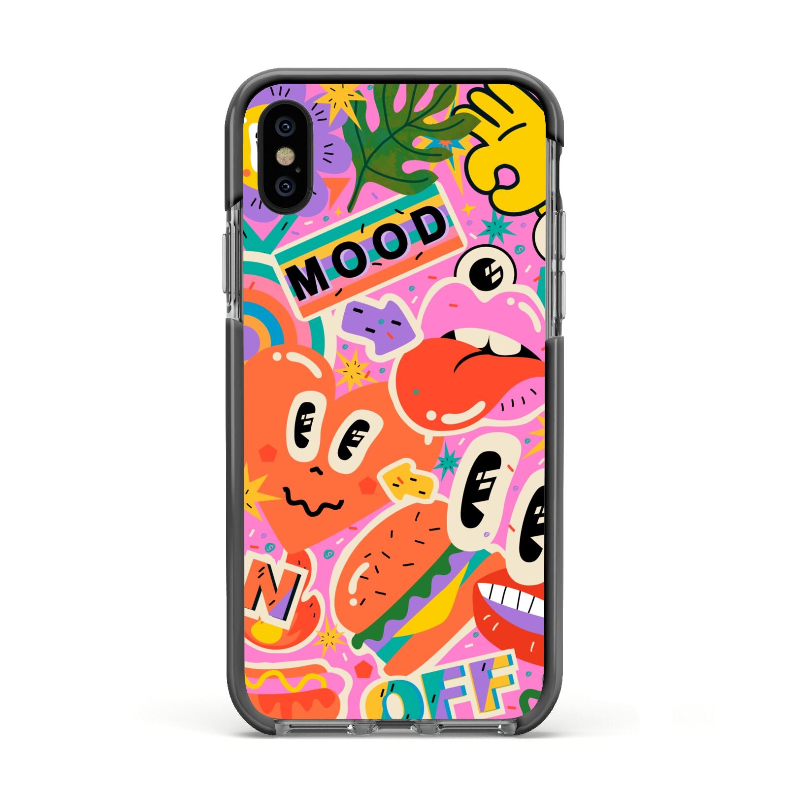 Fun Sticker Apple iPhone Xs Impact Case Black Edge on Black Phone