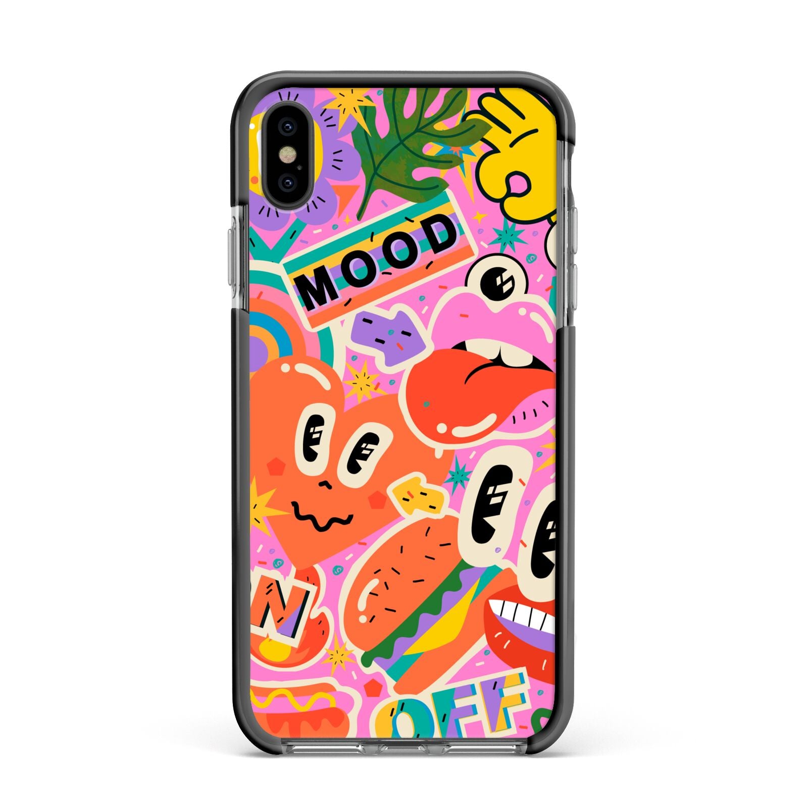 Fun Sticker Apple iPhone Xs Max Impact Case Black Edge on Black Phone