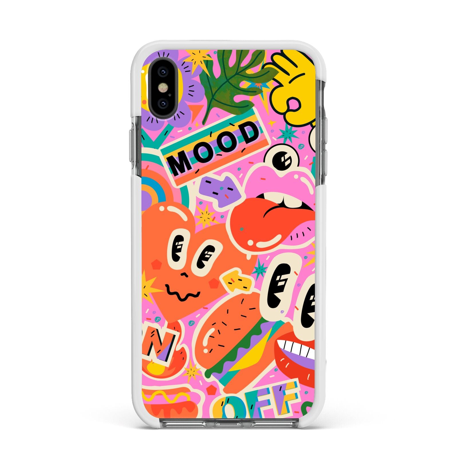 Fun Sticker Apple iPhone Xs Max Impact Case White Edge on Black Phone