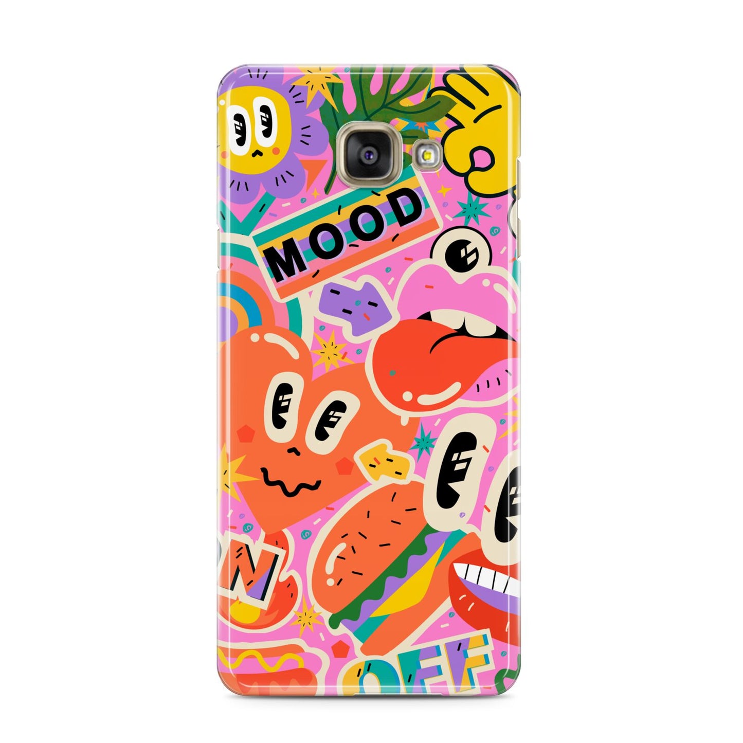 Fun Sticker Samsung Galaxy A3 2016 Case on gold phone