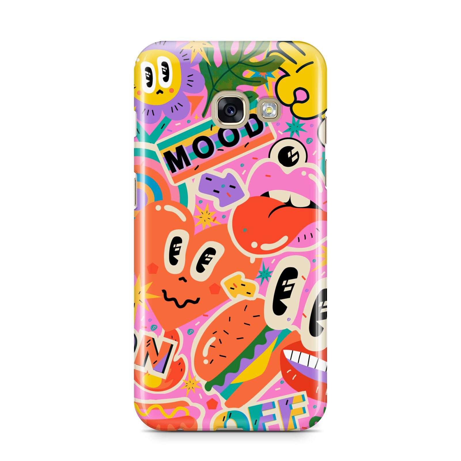 Fun Sticker Samsung Galaxy A3 2017 Case on gold phone