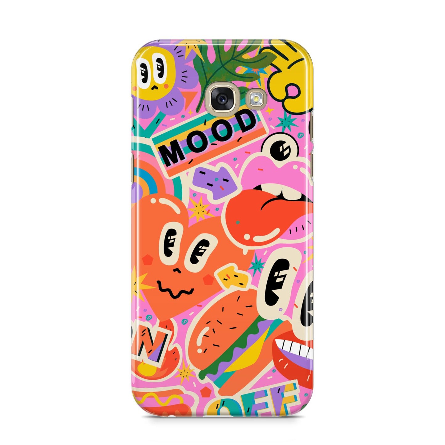 Fun Sticker Samsung Galaxy A5 2017 Case on gold phone