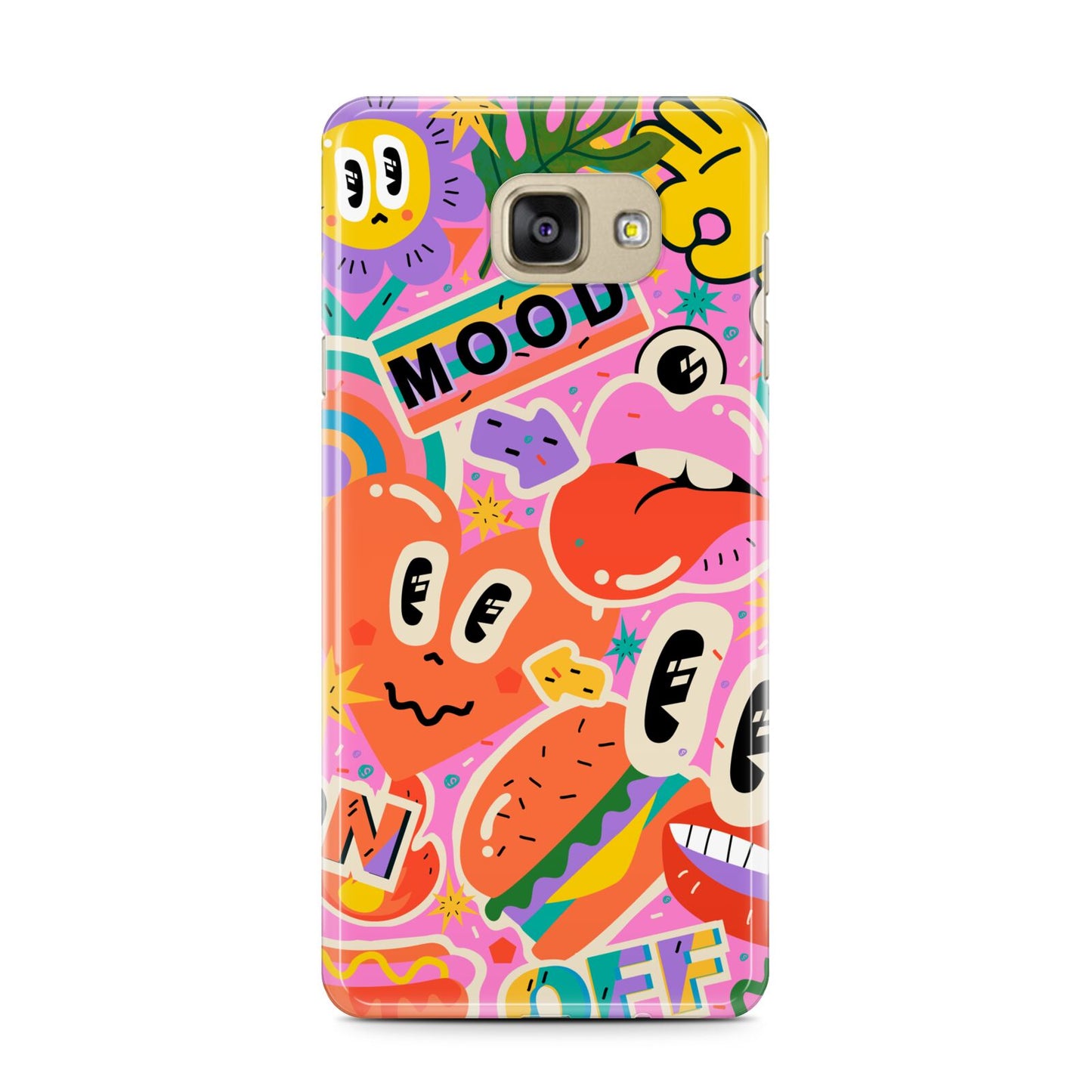 Fun Sticker Samsung Galaxy A7 2016 Case on gold phone