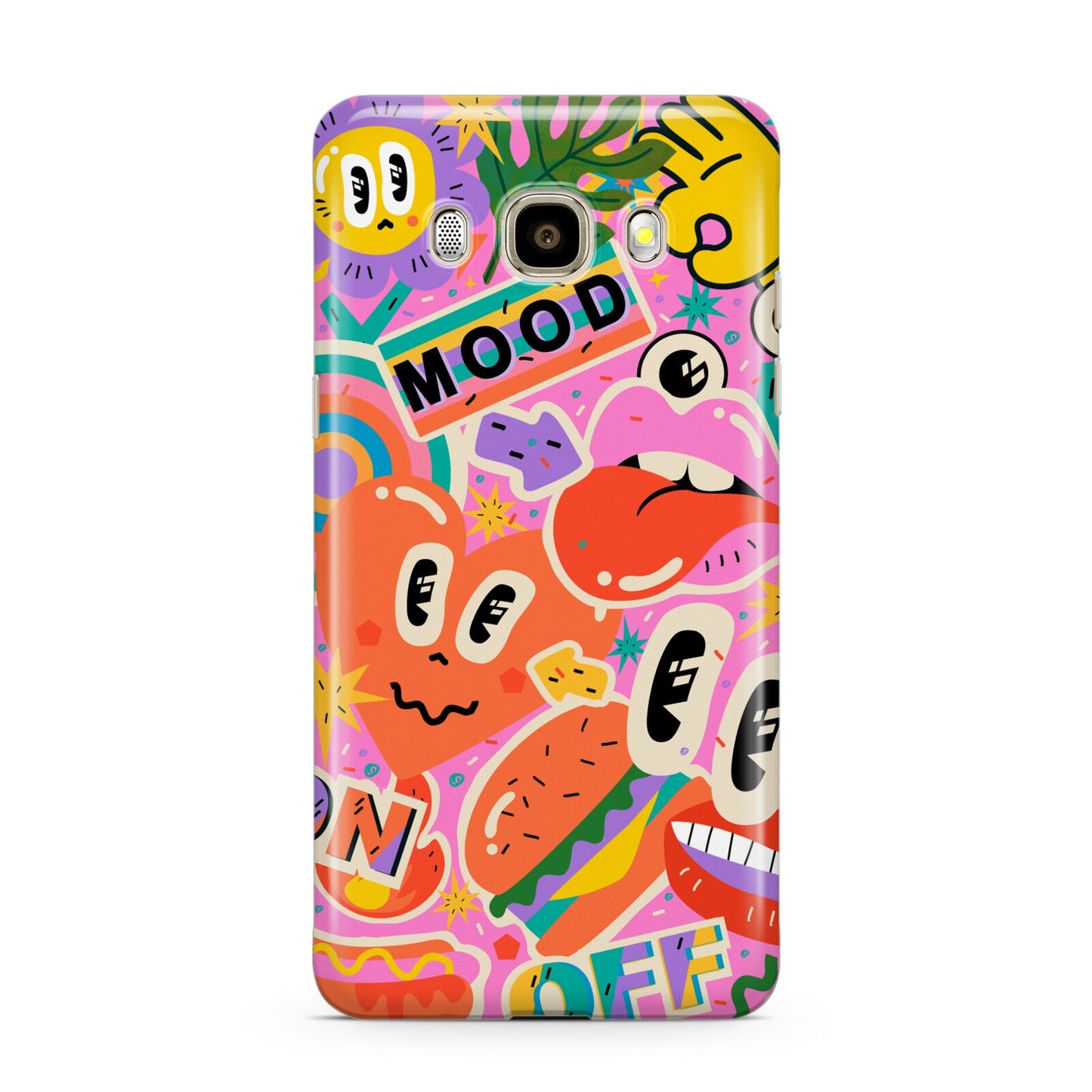 Fun Sticker Samsung Galaxy J7 2016 Case on gold phone