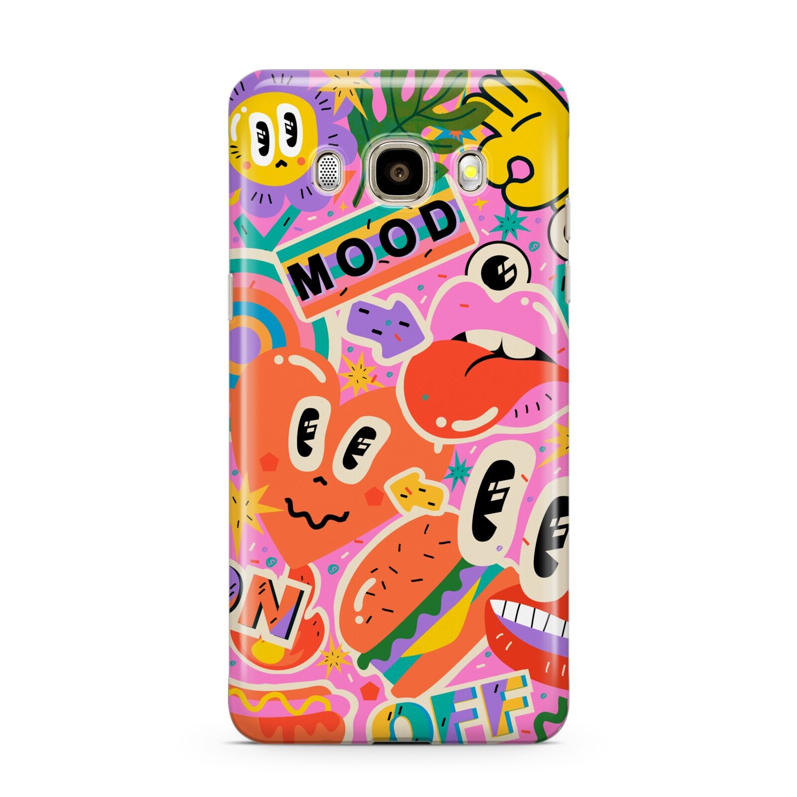 Fun Sticker Samsung Galaxy J7 2016 Case on gold phone