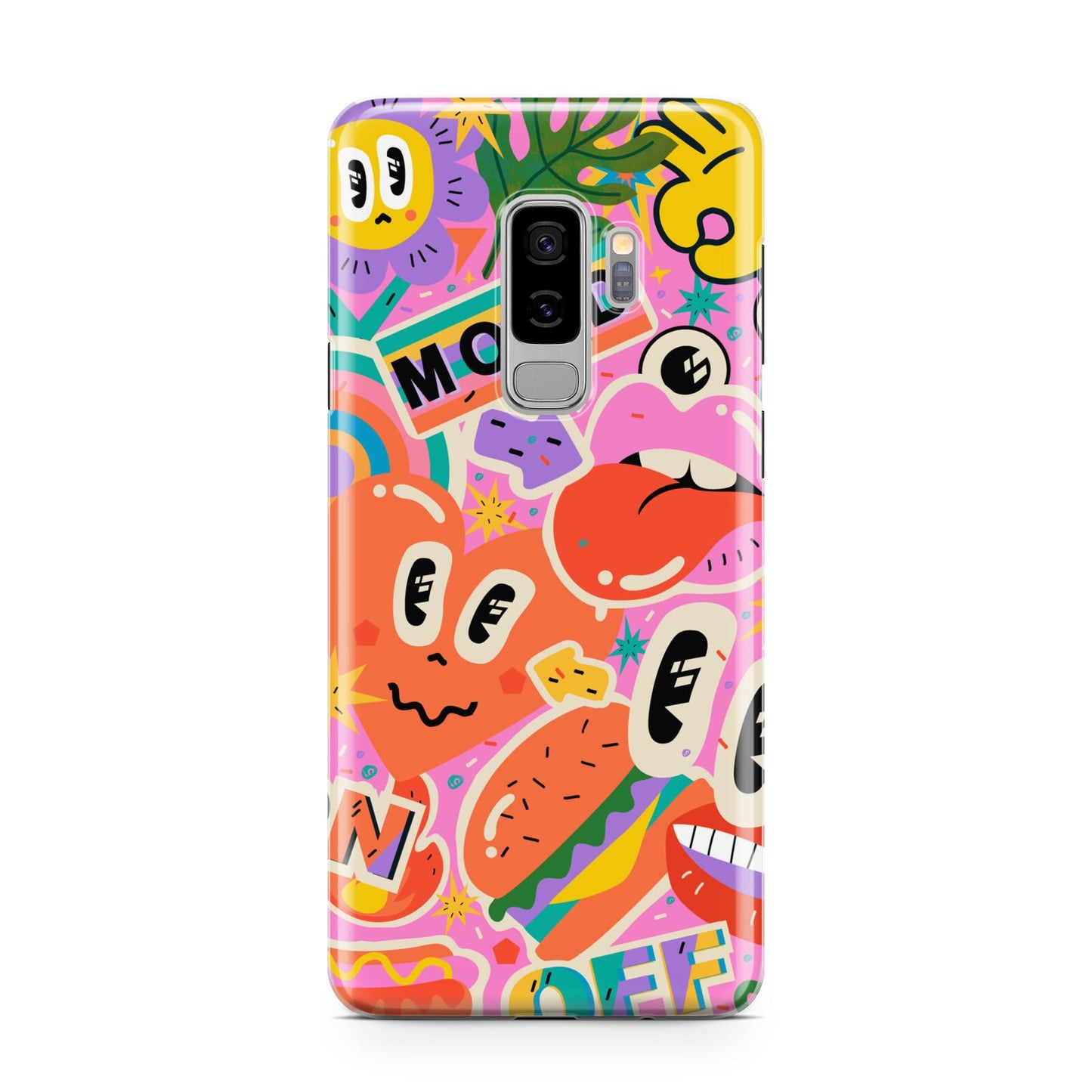 Fun Sticker Samsung Galaxy S9 Plus Case on Silver phone