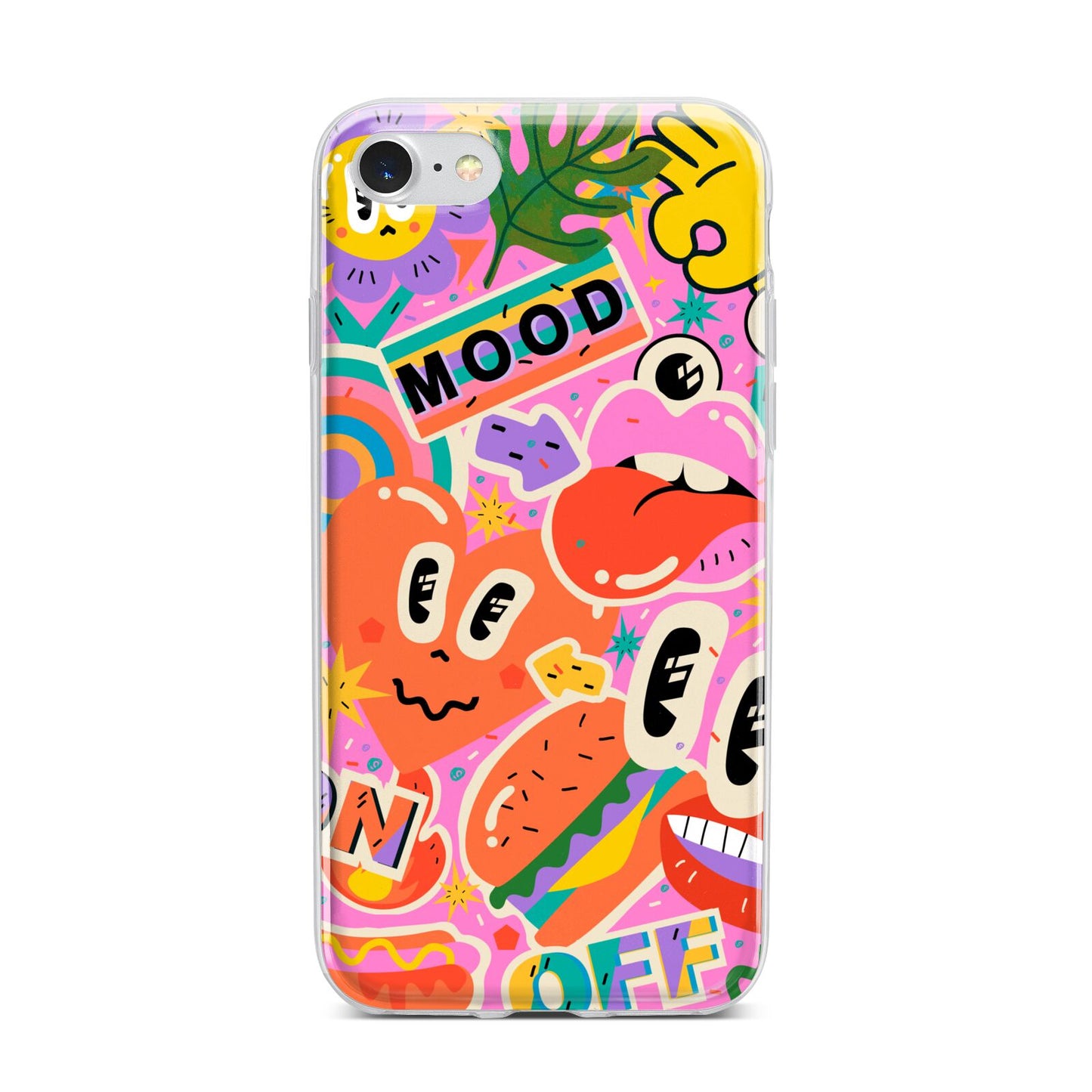 Fun Sticker iPhone 7 Bumper Case on Silver iPhone