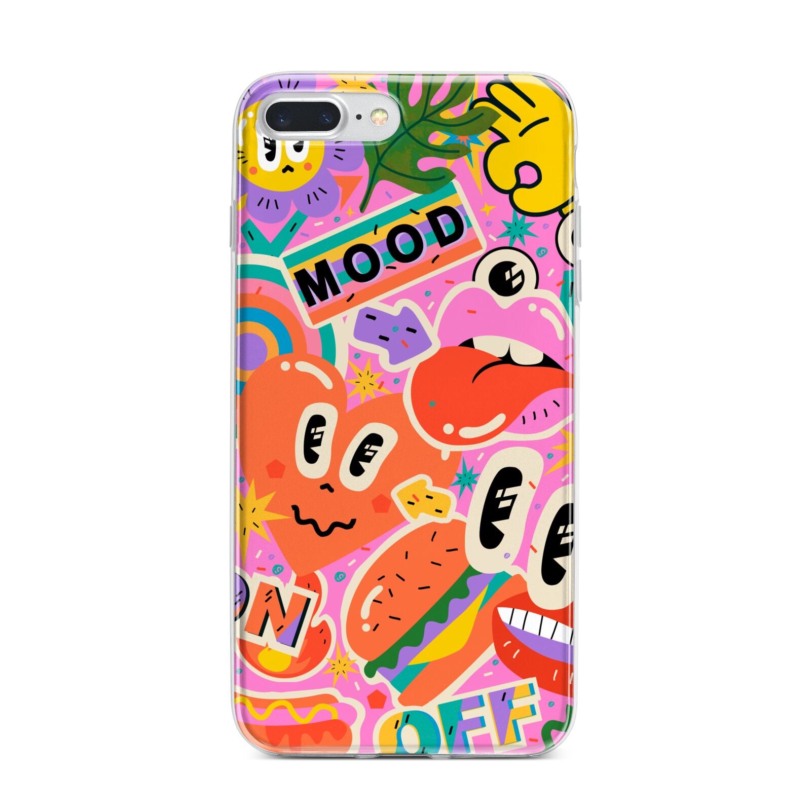 Fun Sticker iPhone 7 Plus Bumper Case on Silver iPhone