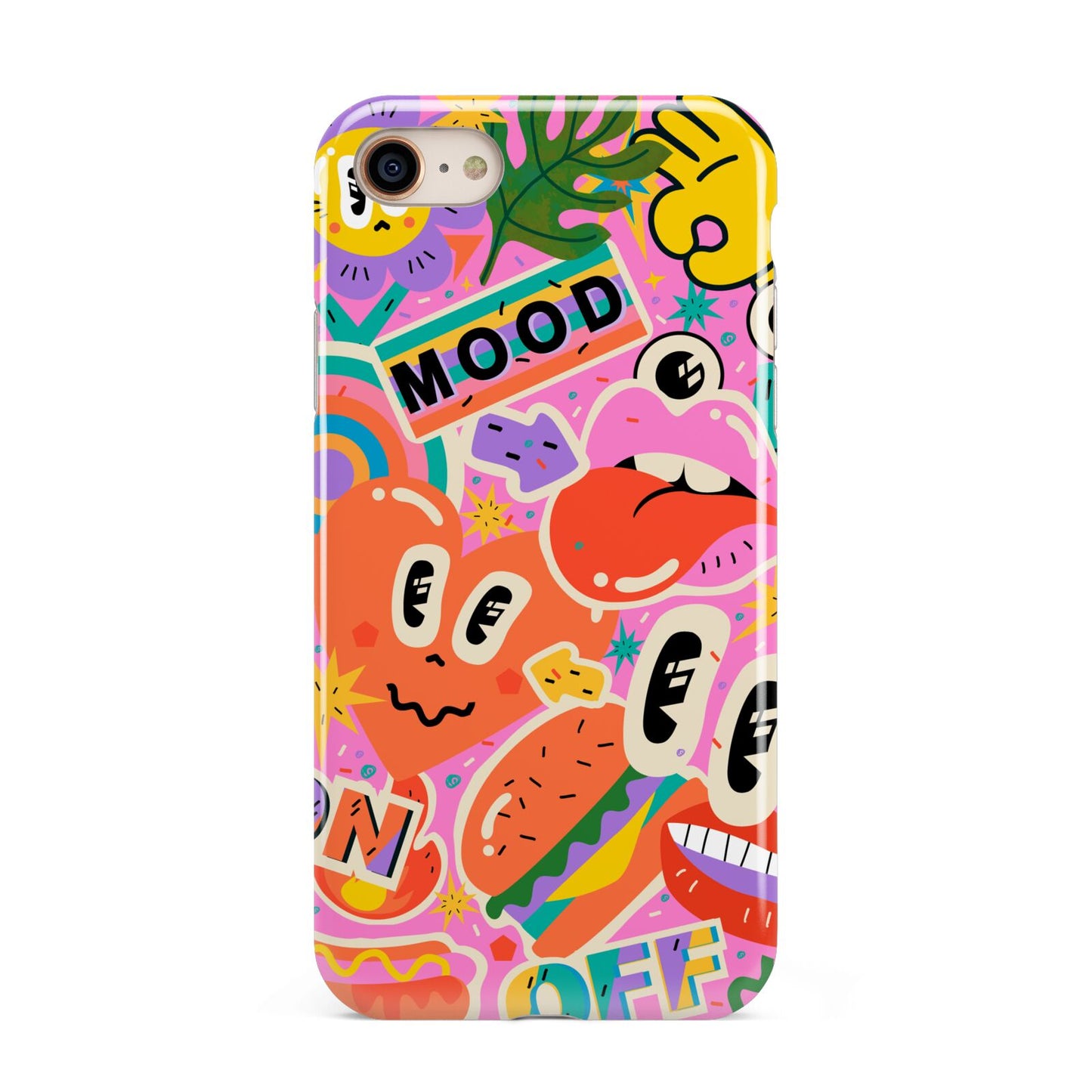 Fun Sticker iPhone 8 3D Tough Case on Gold Phone