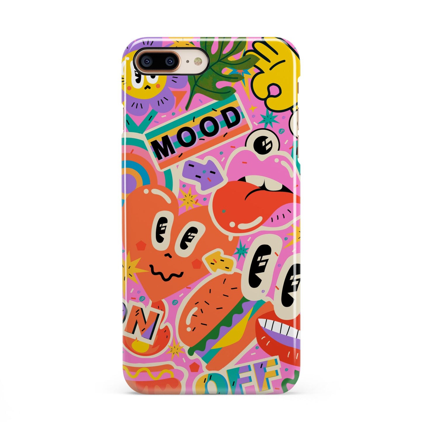 Fun Sticker iPhone 8 Plus 3D Snap Case on Gold Phone