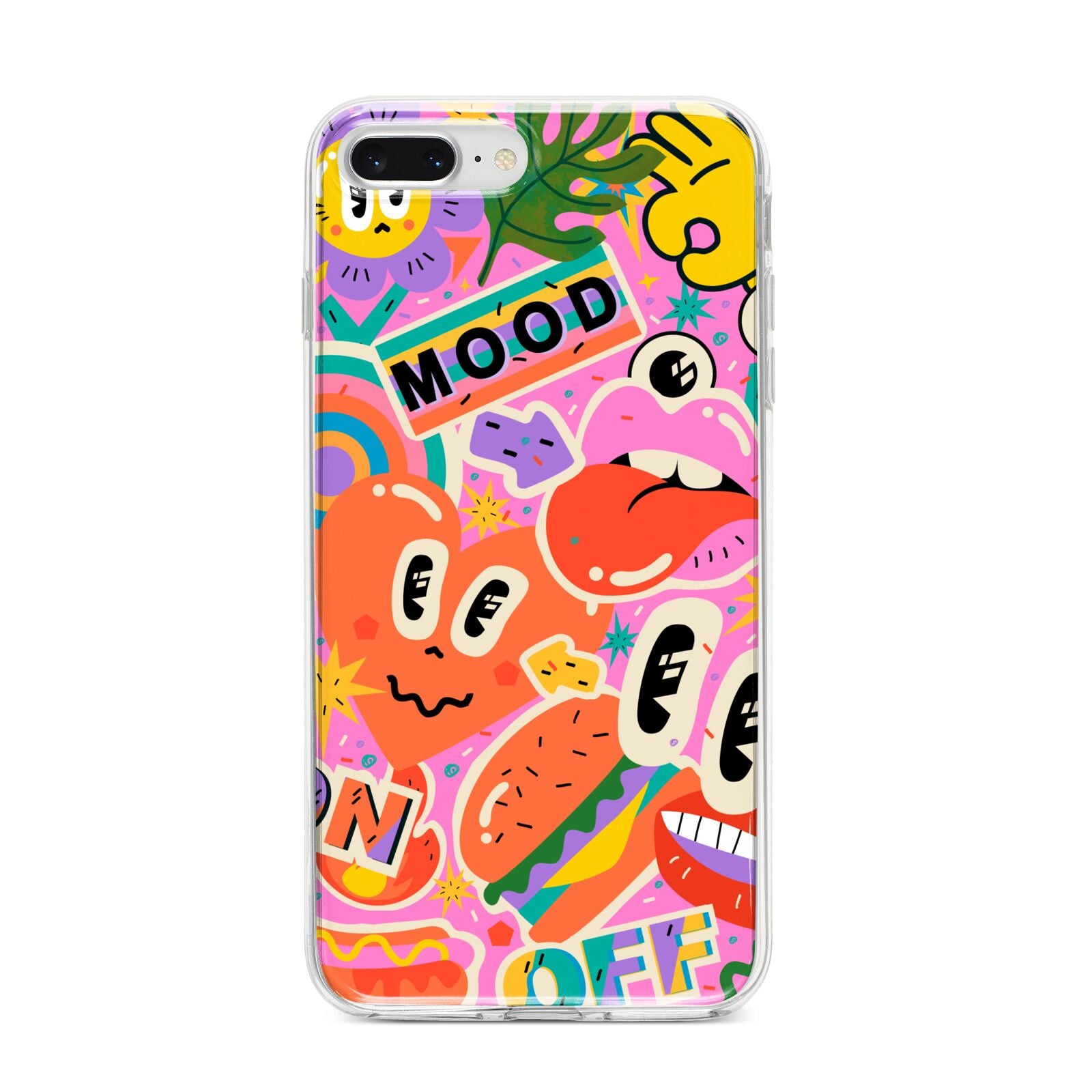 Fun Sticker iPhone 8 Plus Bumper Case on Silver iPhone