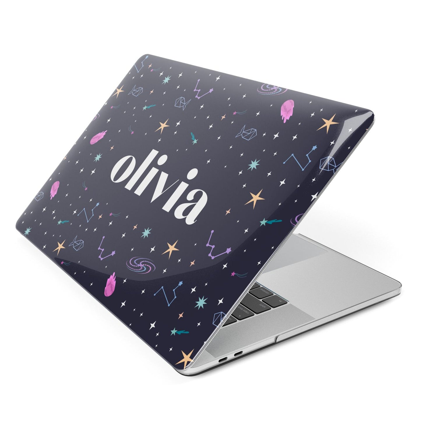 Funky Starry Night Personalised Name Apple MacBook Case Side View