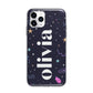 Funky Starry Night Personalised Name Apple iPhone 11 Pro in Silver with Bumper Case