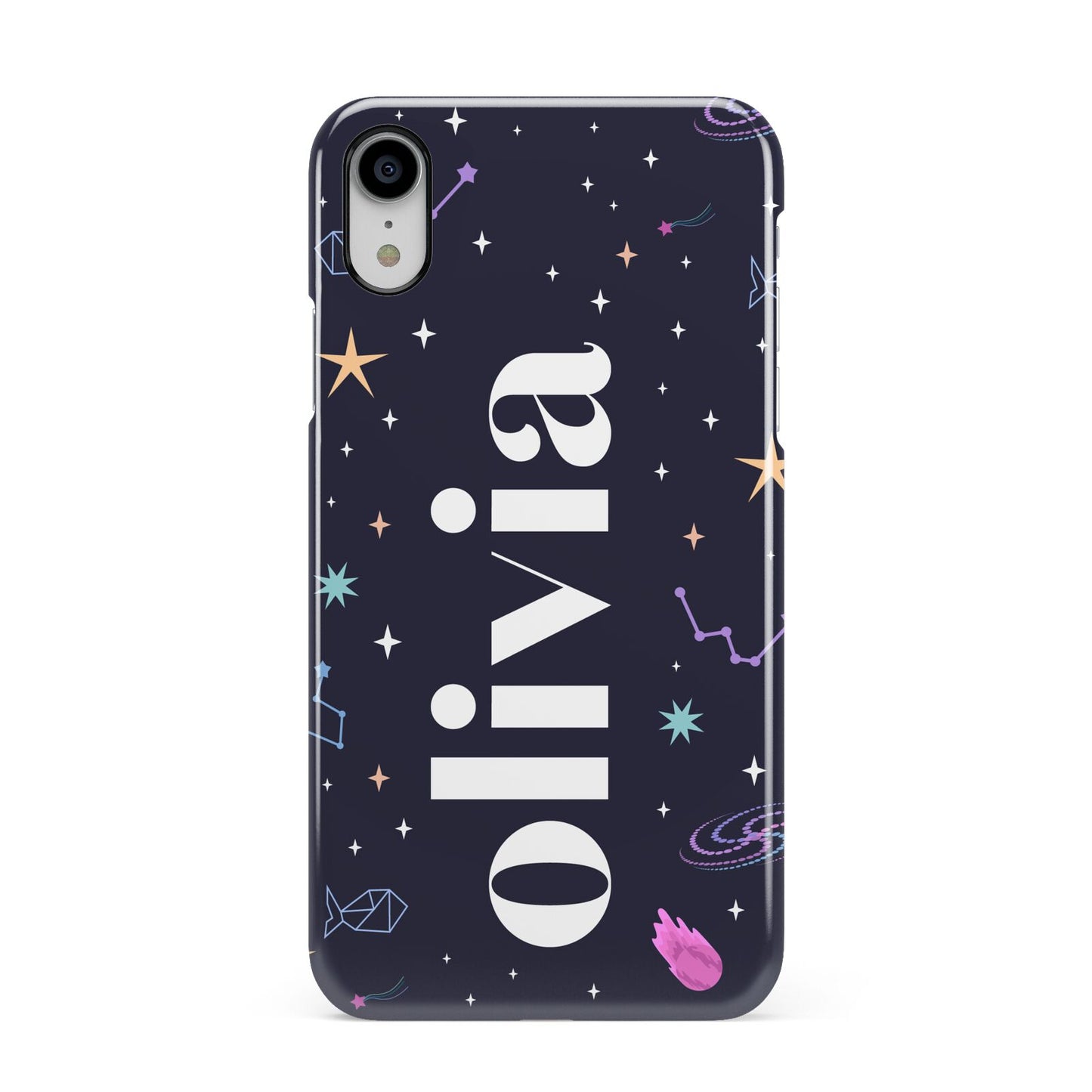 Funky Starry Night Personalised Name Apple iPhone XR White 3D Snap Case