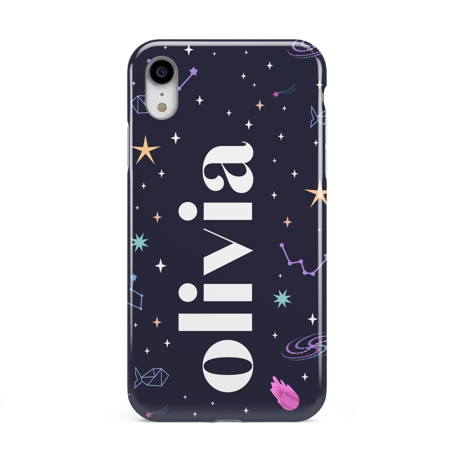 Funky Starry Night Personalised Name Apple iPhone XR White 3D Tough Case