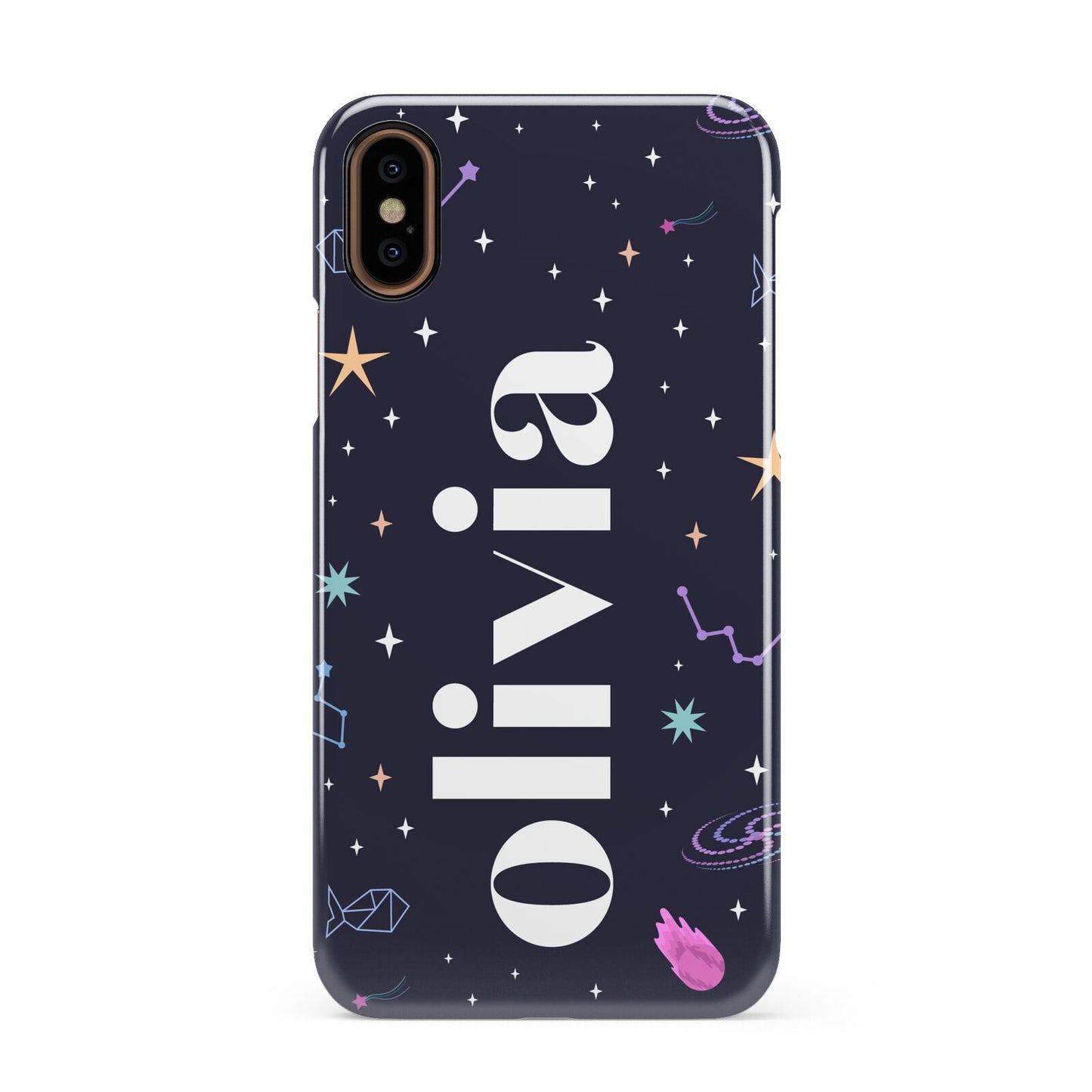 Funky Starry Night Personalised Name Apple iPhone XS 3D Snap Case