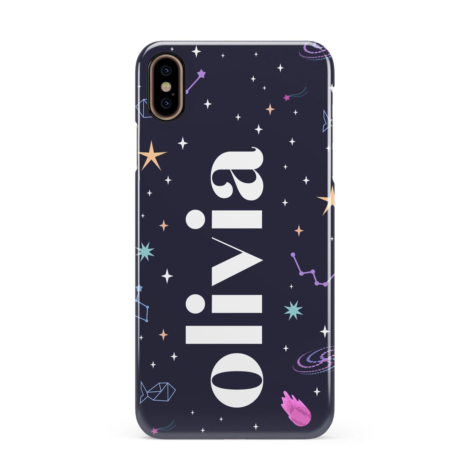Funky Starry Night Personalised Name Apple iPhone Xs Max 3D Snap Case