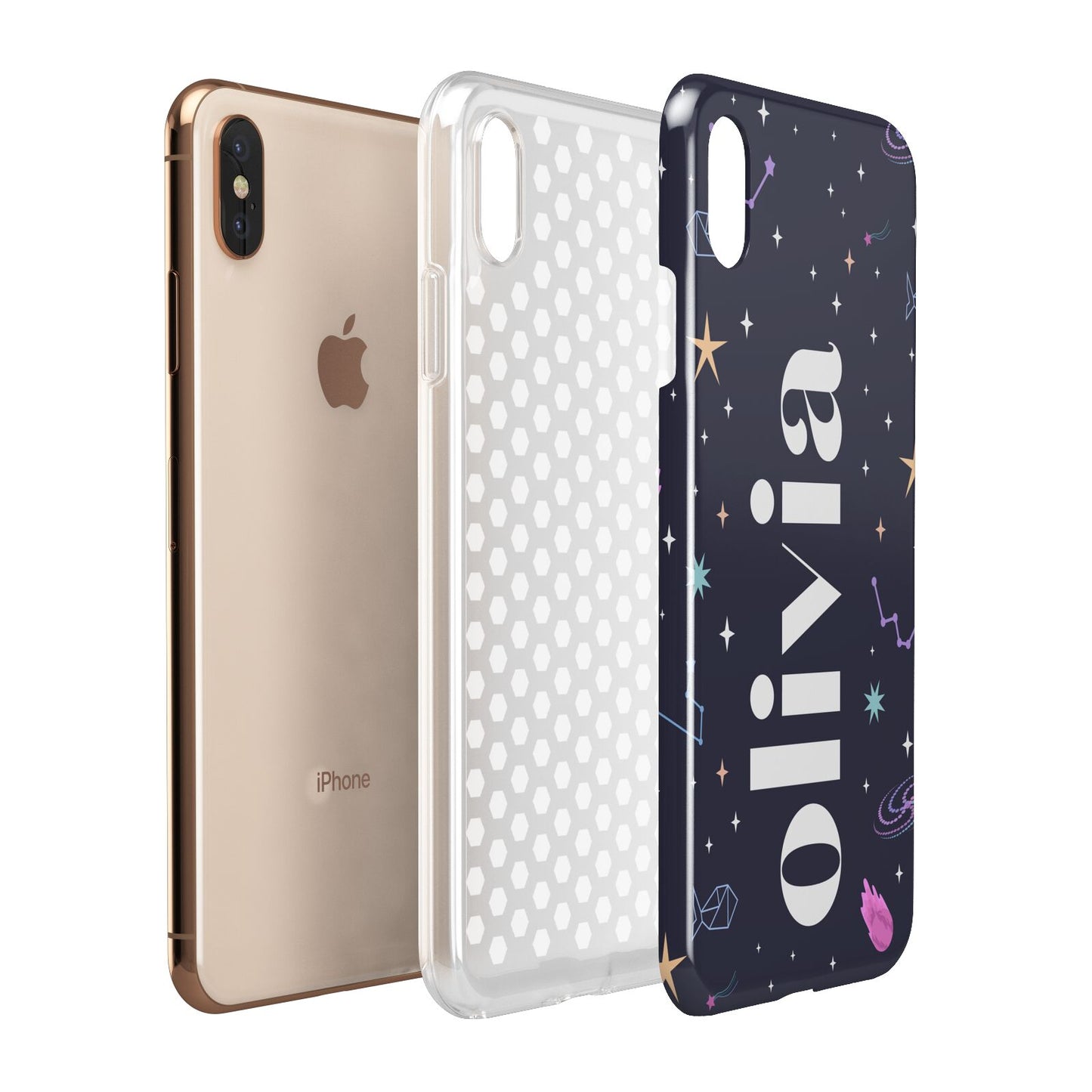 Funky Starry Night Personalised Name Apple iPhone Xs Max 3D Tough Case Expanded View