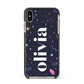 Funky Starry Night Personalised Name Apple iPhone Xs Max Impact Case Black Edge on Gold Phone