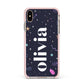 Funky Starry Night Personalised Name Apple iPhone Xs Max Impact Case Pink Edge on Gold Phone