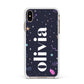 Funky Starry Night Personalised Name Apple iPhone Xs Max Impact Case White Edge on Gold Phone