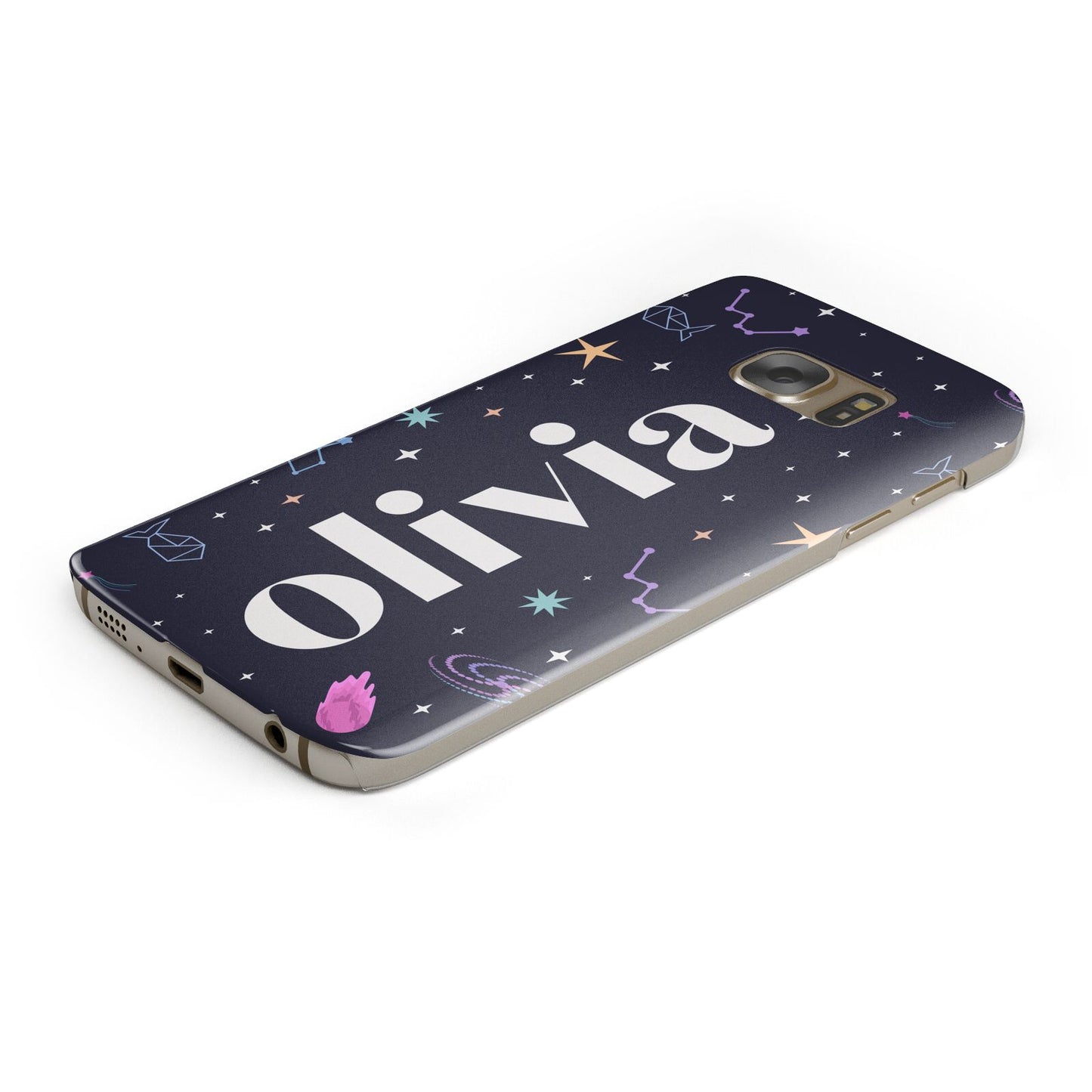 Funky Starry Night Personalised Name Protective Samsung Galaxy Case Angled Image