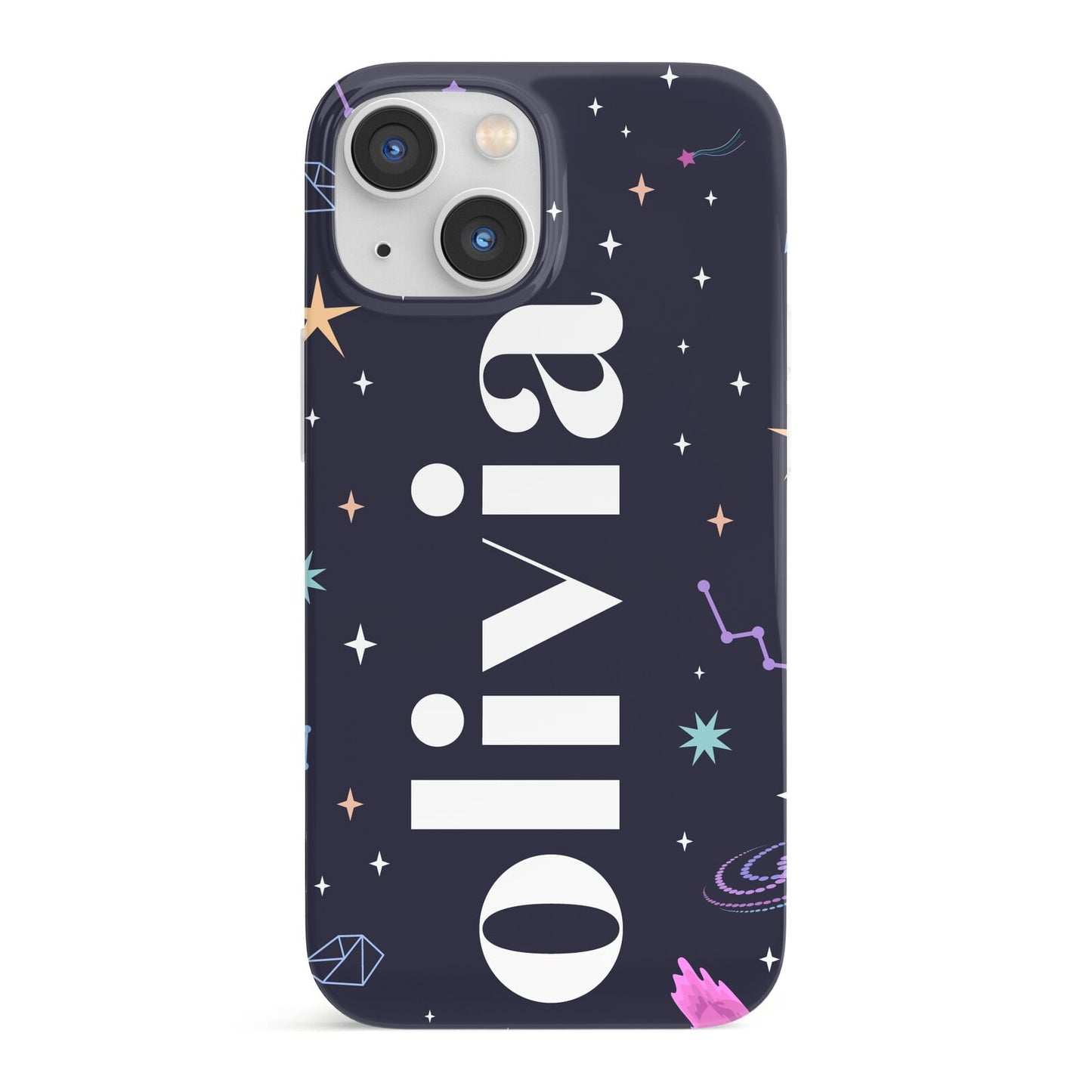 Funky Starry Night Personalised Name iPhone 13 Mini Full Wrap 3D Snap Case