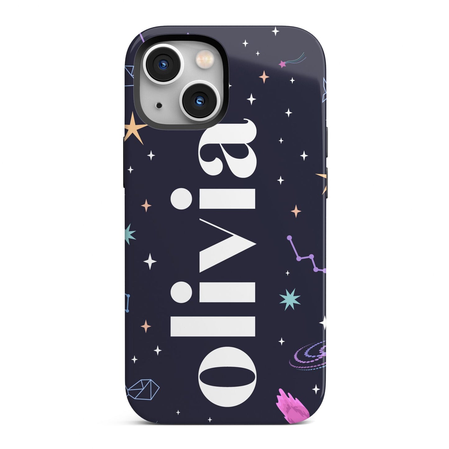 Funky Starry Night Personalised Name iPhone 13 Mini Full Wrap 3D Tough Case