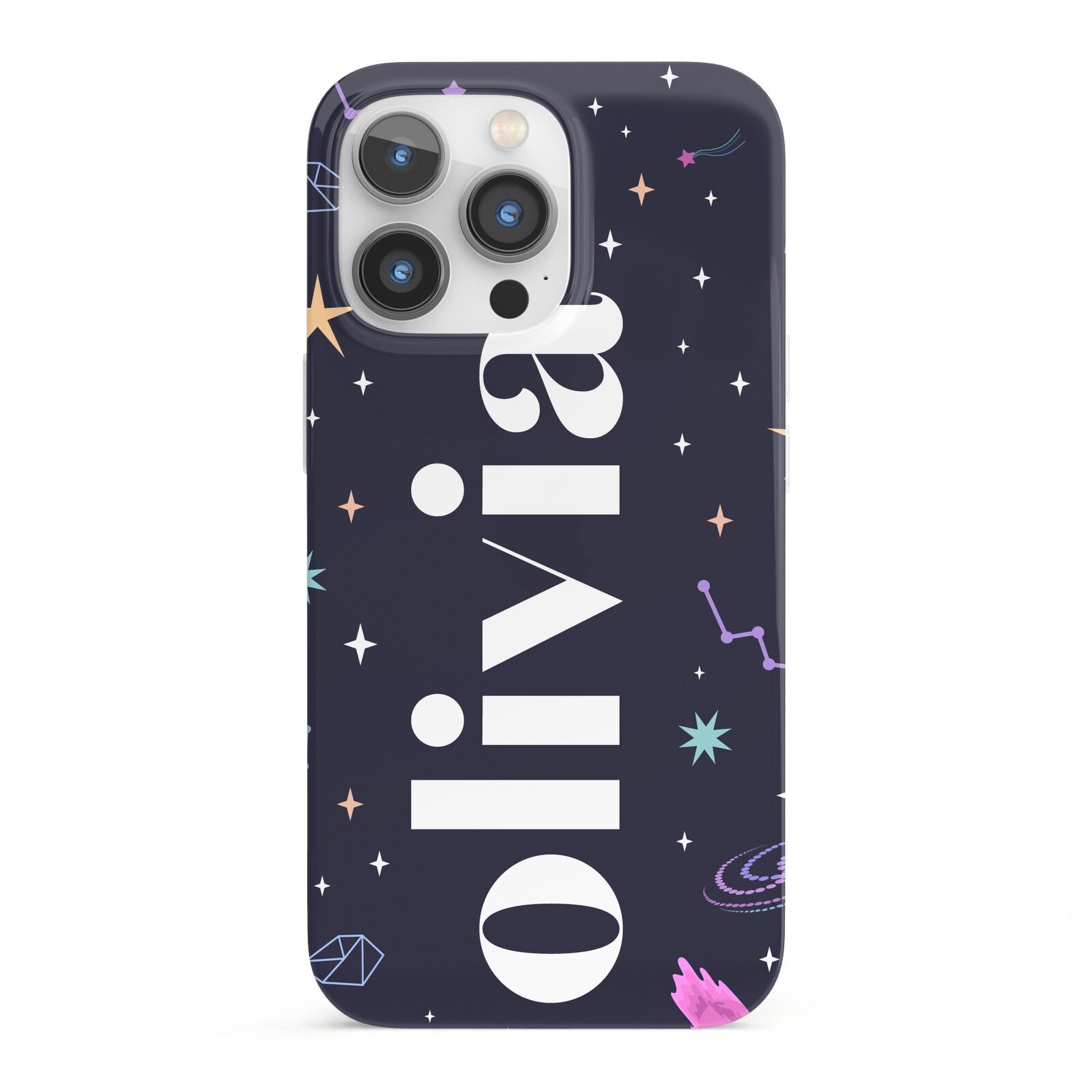 Funky Starry Night Personalised Name iPhone 13 Pro Full Wrap 3D Snap Case