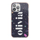 Funky Starry Night Personalised Name iPhone 13 Pro Max TPU Impact Case with Pink Edges