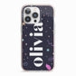 Funky Starry Night Personalised Name iPhone 13 Pro TPU Impact Case with Pink Edges