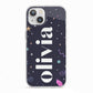 Funky Starry Night Personalised Name iPhone 13 TPU Impact Case with White Edges