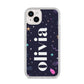Funky Starry Night Personalised Name iPhone 14 Plus Clear Tough Case Starlight