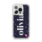 Funky Starry Night Personalised Name iPhone 14 Pro Glitter Tough Case Silver