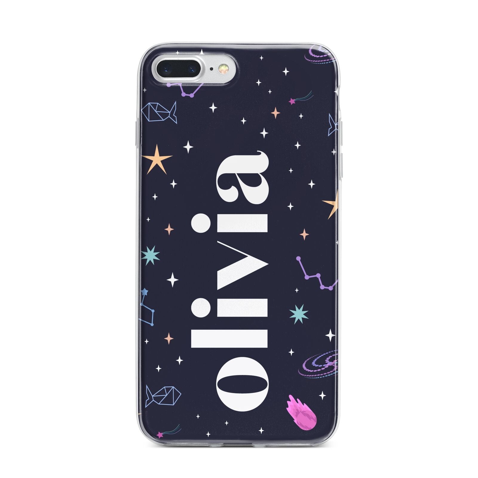 Funky Starry Night Personalised Name iPhone 7 Plus Bumper Case on Silver iPhone